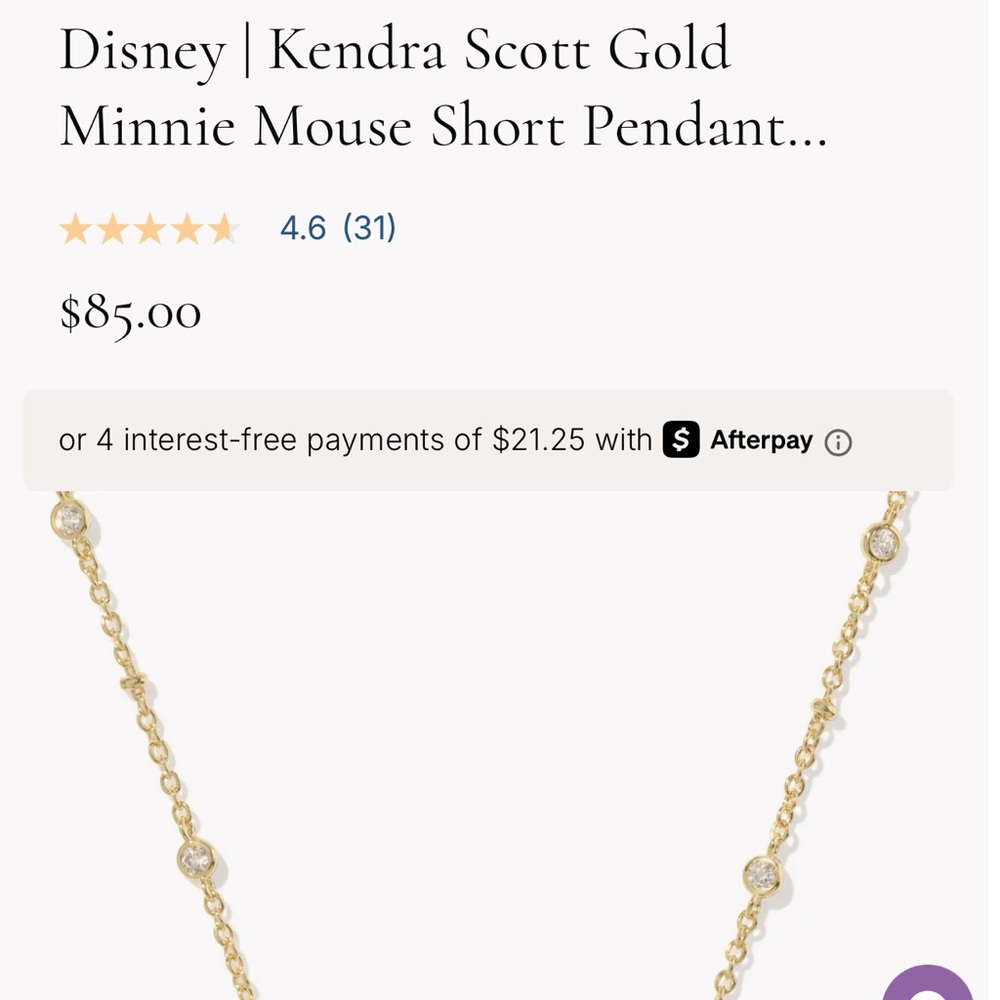 Disney/Kendra Scott Gold Minnie Mouse Pendant Necklace - Picture 3 of 3